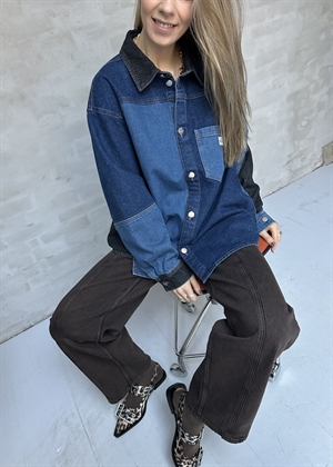 Gisli patch denim skjorte Mix Blue Denim Mads Nørgaard 